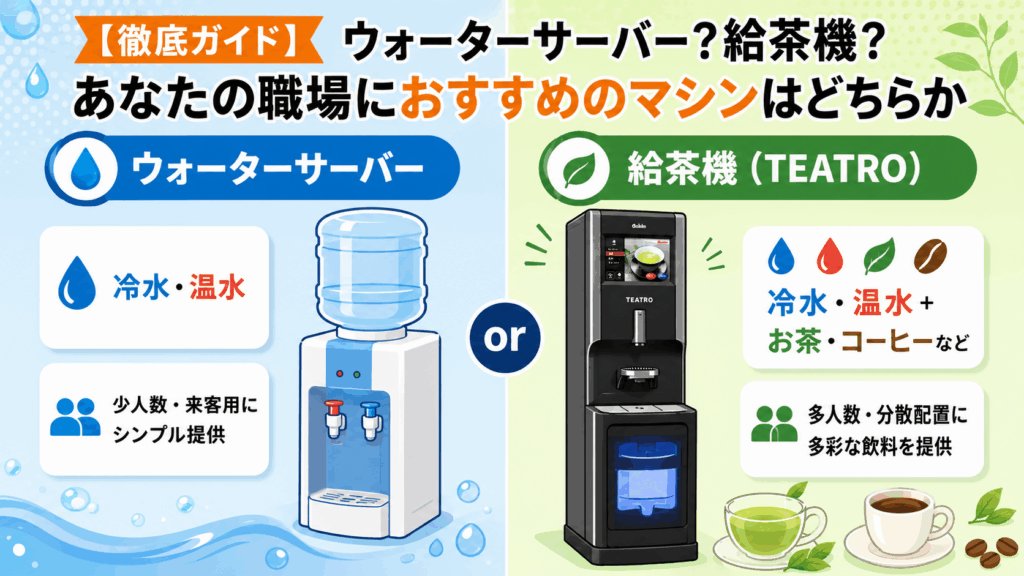 徹底ガイド:ウォーターサーバー?給茶機?あなたの職場におすすめのマシンはどちらか