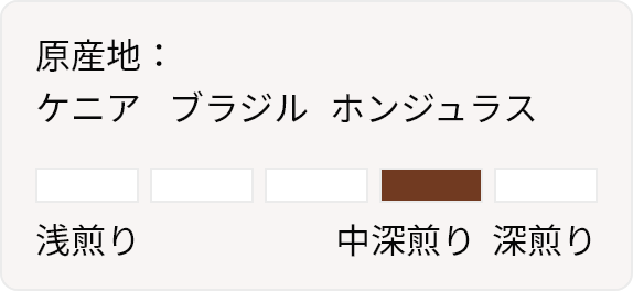 原産地：ケニア ブラジル ホンジュラス