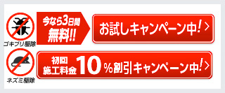 今なら３日間無料！お試しキャンペーン中！ 初回施工料金１０％割引キャンペーン中！